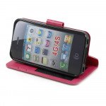 Wholesale iPhone 4S 4 Slim Flip Leather Wallet Case (Pink)